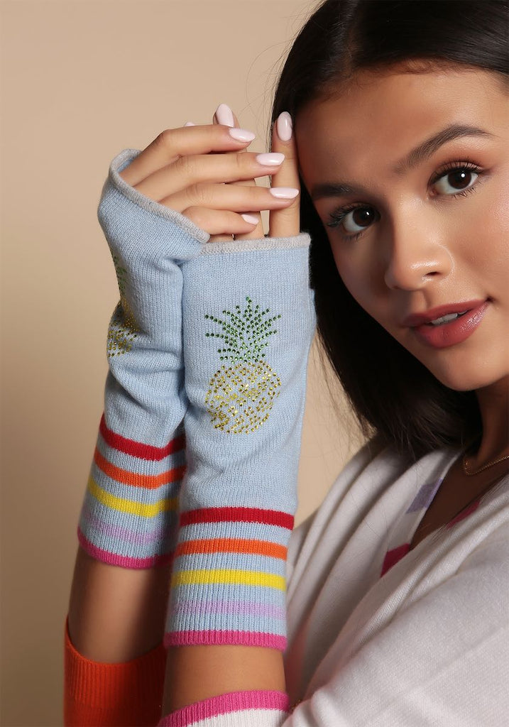 Berlin Mittens in Pale Blue with Pineapple - Adeela Salehjee