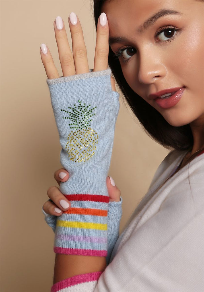 Berlin Mittens in Pale Blue with Pineapple - Adeela Salehjee