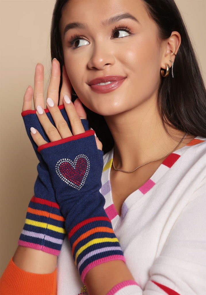 Berlin Mittens in Navy with Heart - Adeela Salehjee