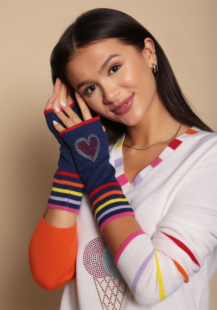 Berlin Mittens in Navy with Heart - Adeela Salehjee