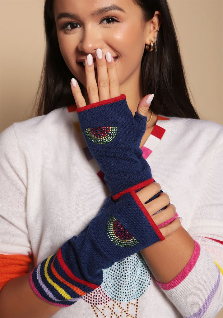 Berlin Mittens in Navy with Watermelon - Adeela Salehjee