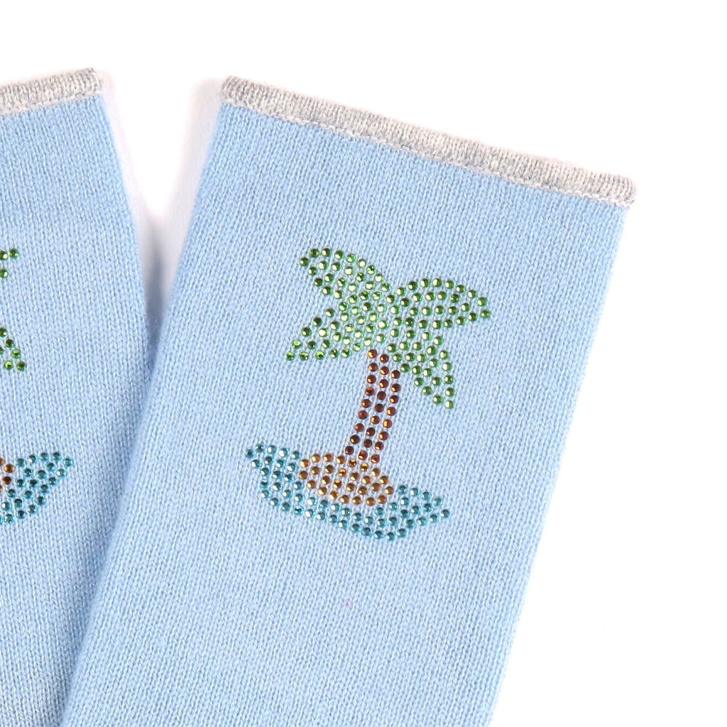 Berlin Mittens in Pale Blue with Palm Tree - Adeela Salehjee