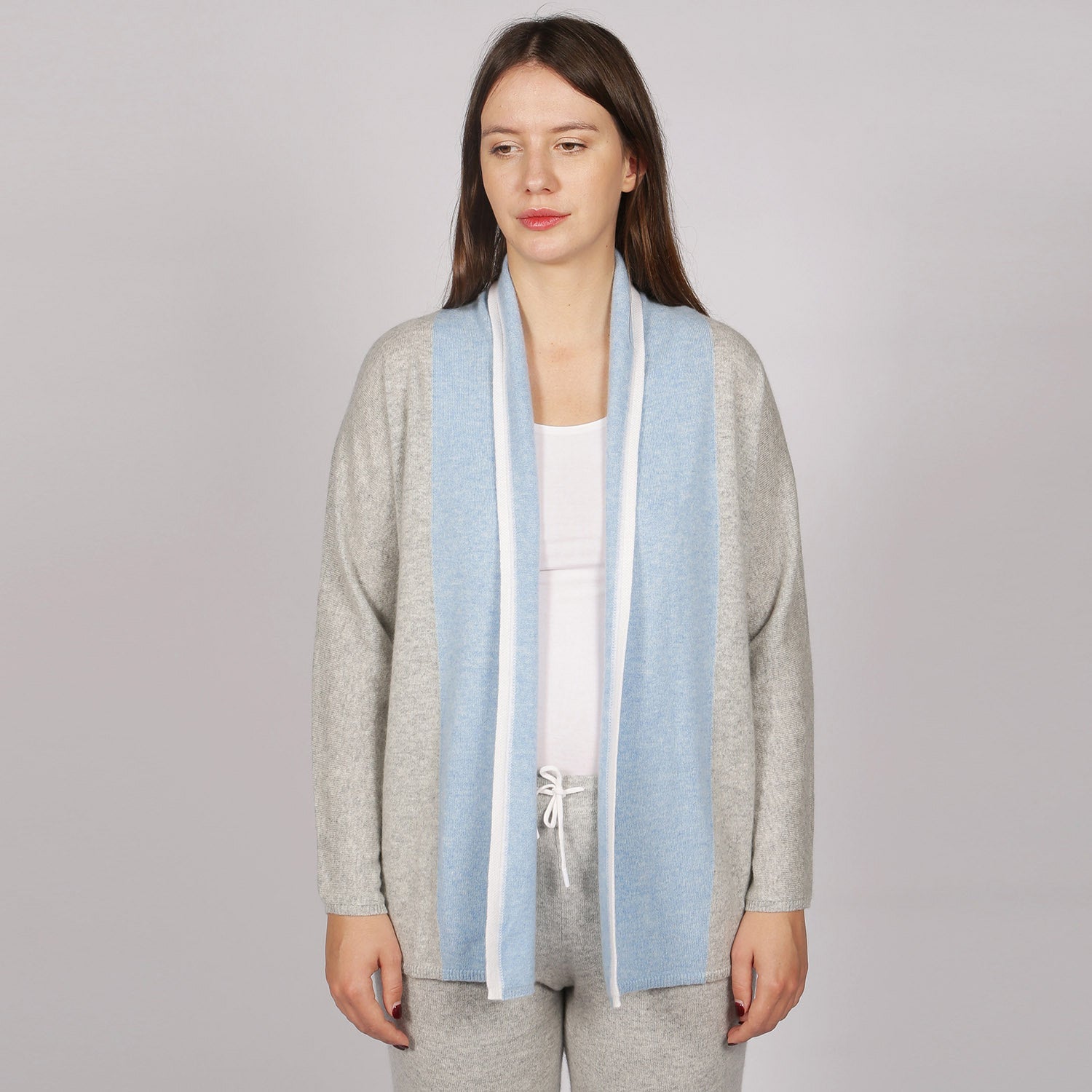 Women's Cashmere Deep Blue Shawl Cardigan – Adeela Salehjee