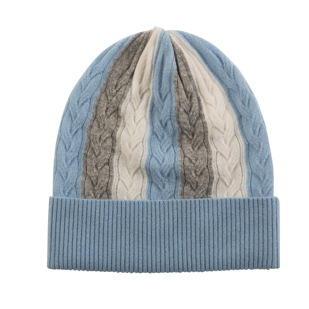 Knightsbridge Cable Beanie in Light Blue - Adeela Salehjee