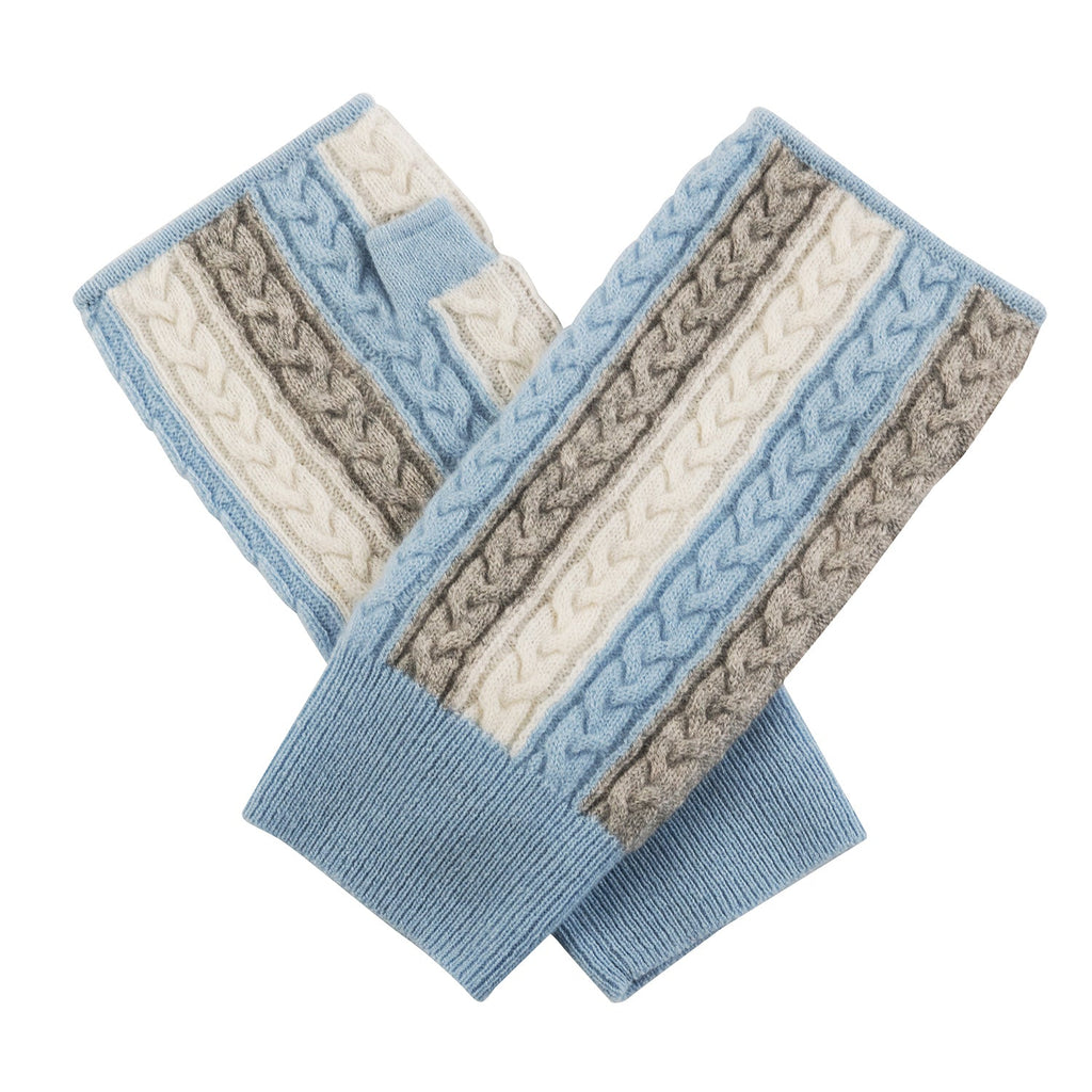 Fulham Cable Mittens in Light Blue - Adeela Salehjee