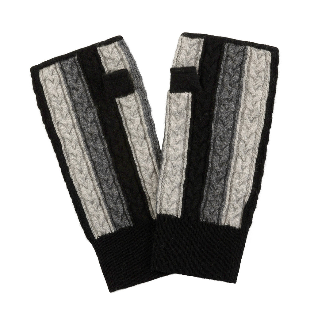 Fulham Cable Mittens in Black - Adeela Salehjee