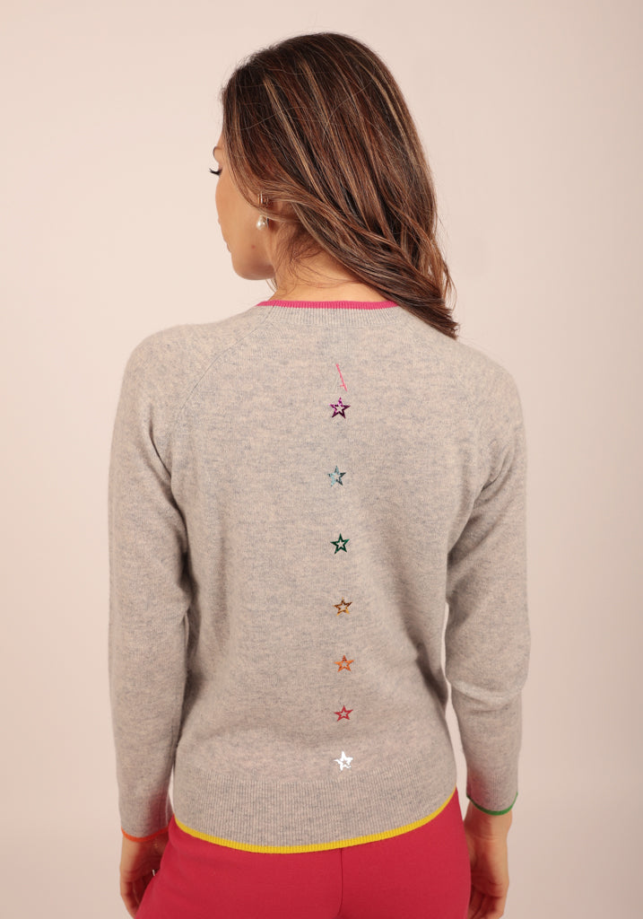 Hendon Grey Crew Neck with Small Foil Stars - Adeela Salehjee