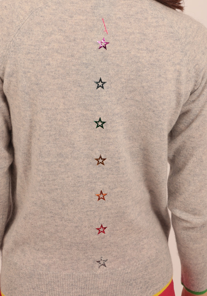 Hendon Grey Crew Neck with Small Foil Stars - Adeela Salehjee