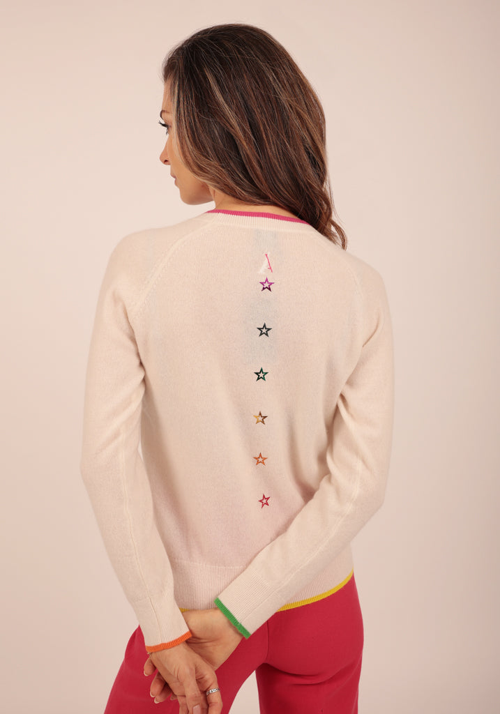 Hendon Natural Crew Neck with Small Foil Stars - Adeela Salehjee