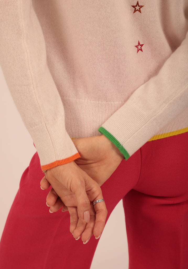 Hendon Natural Crew Neck with Small Foil Stars - Adeela Salehjee