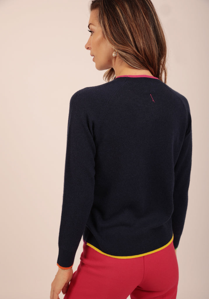 Hendon Dark Navy Crew Neck with Big Foil Stars - Adeela Salehjee