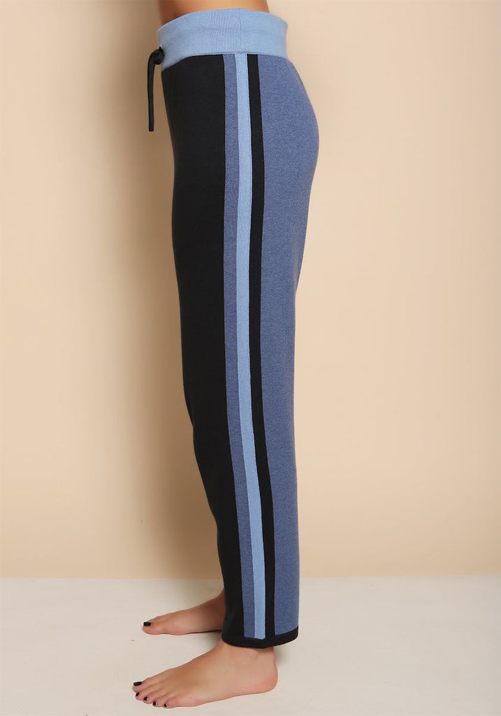 Kensington Stripe Track Bottoms in Navy - Adeela Salehjee