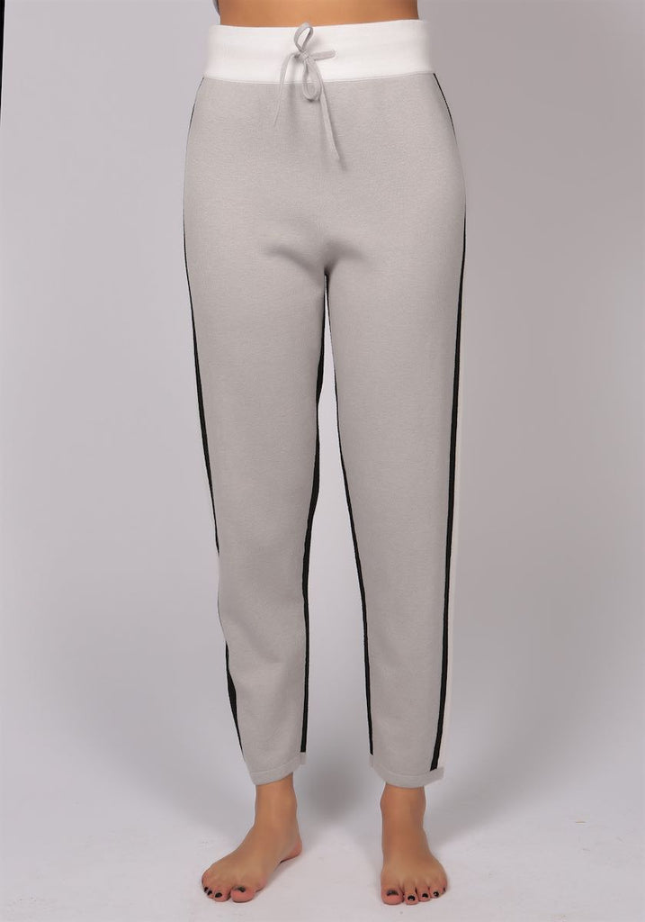 Kensington Stripe Track Bottoms in Light Grey - Adeela Salehjee