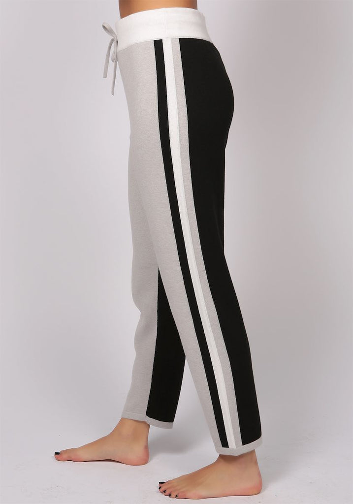 Kensington Stripe Track Bottoms in Light Grey - Adeela Salehjee