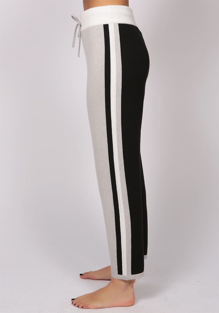 Kensington Stripe Track Bottoms in Light Grey - Adeela Salehjee