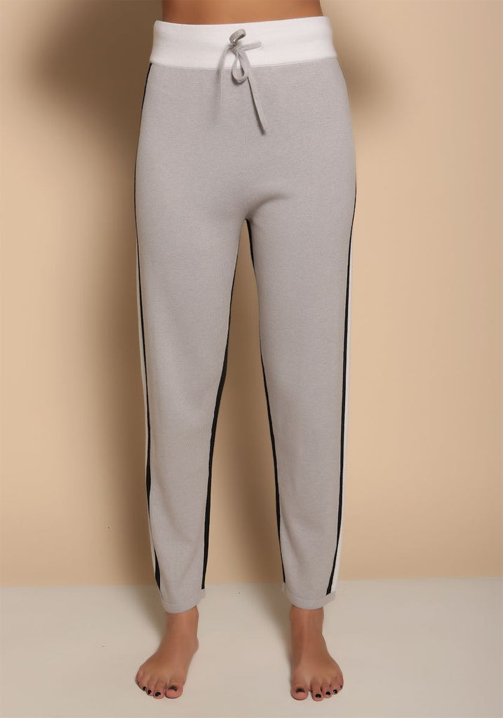 Kensington Stripe Track Bottoms in Light Grey - Adeela Salehjee