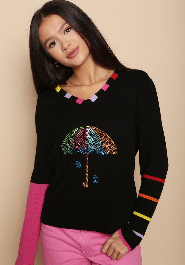 Nottinghill Vee Neck in Black with Umbrella - Adeela Salehjee