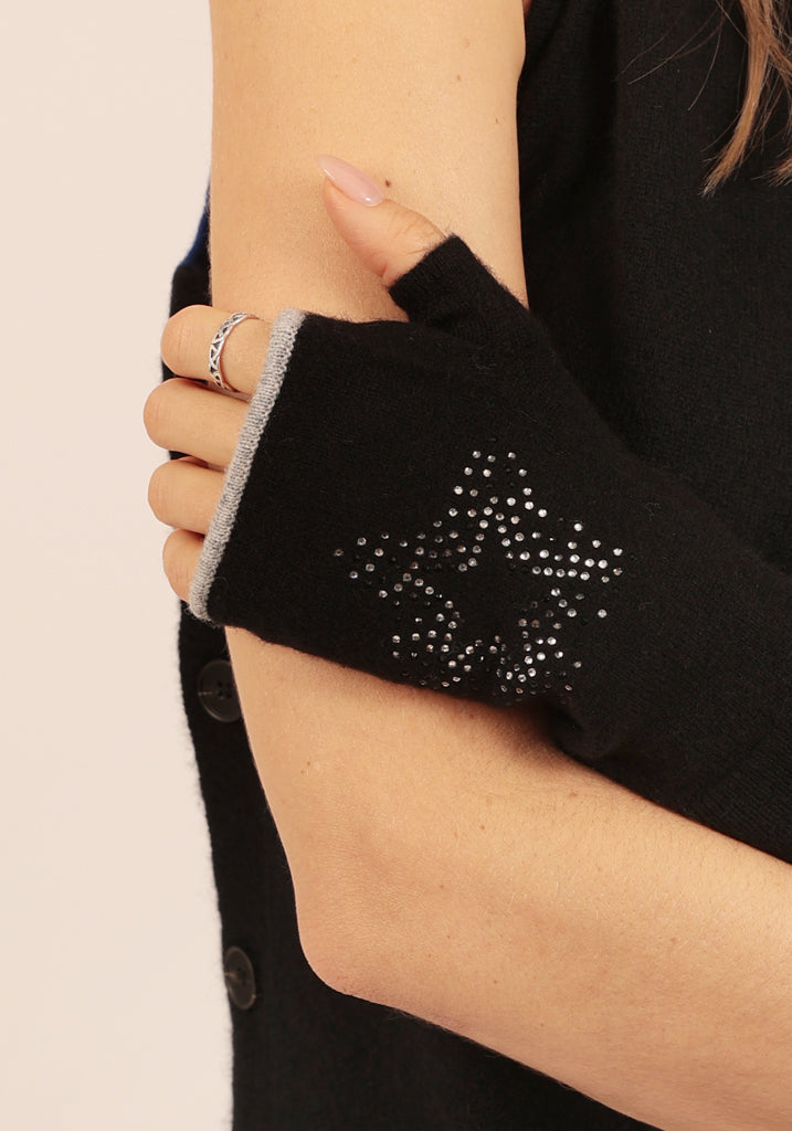 Regents Mittens in Black with Scatter Star - Adeela Salehjee