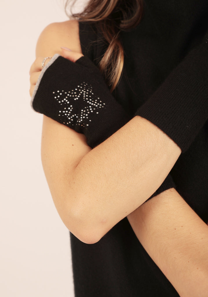 Regents Mittens in Black with Scatter Star - Adeela Salehjee