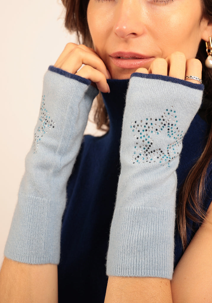 Regents Mittens in Light Blue with Scatter Star - Adeela Salehjee