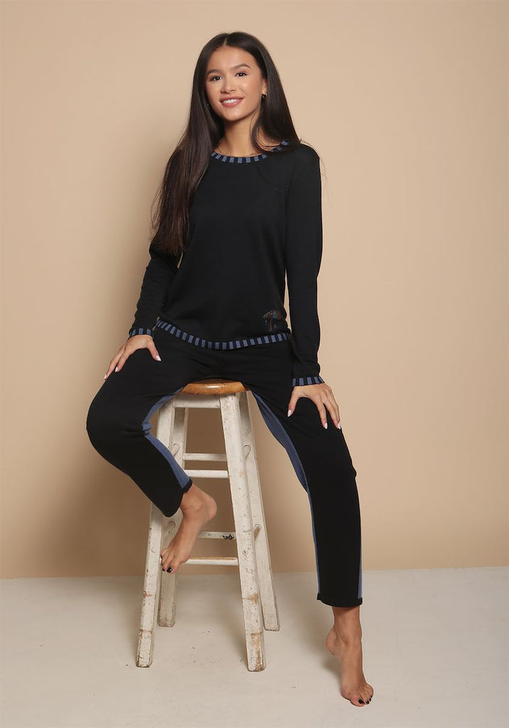 Westbourne Crewneck in Navy with Umbrella - Adeela Salehjee