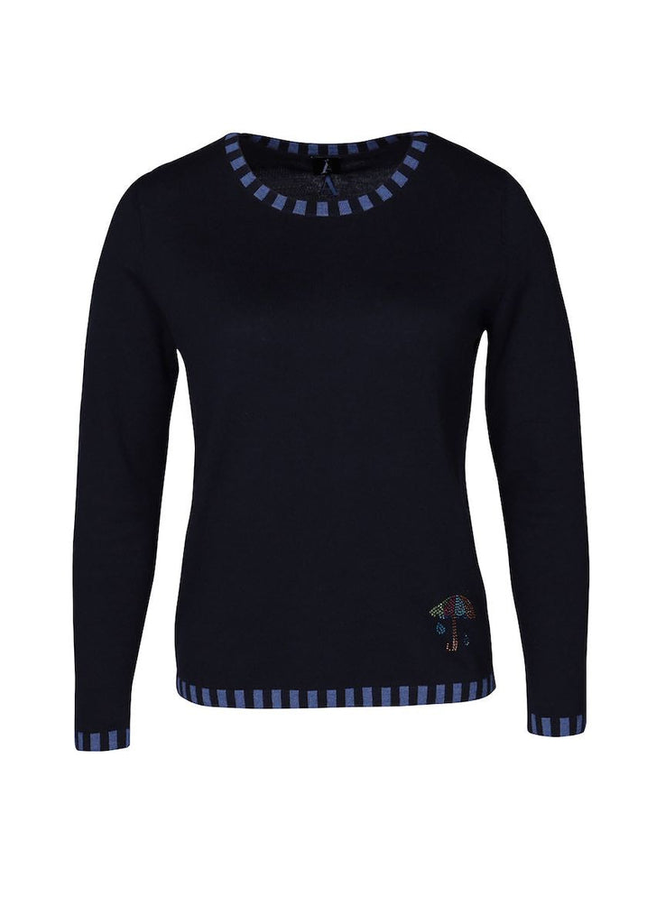 Westbourne Crewneck in Navy with Umbrella - Adeela Salehjee