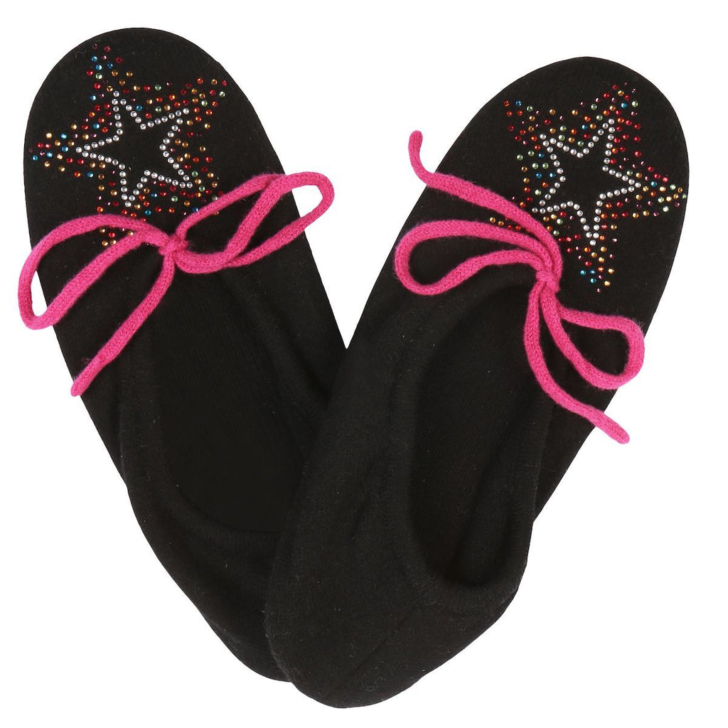 Wimbledon Slipper in Black with Scatter Star - Adeela Salehjee