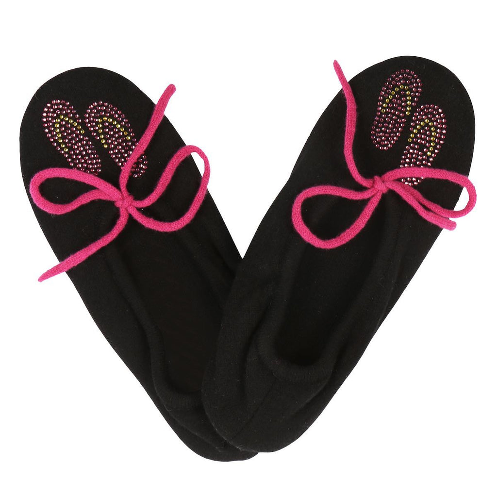 Wimbledon Slipper in Black with Slipper Motif - Adeela Salehjee