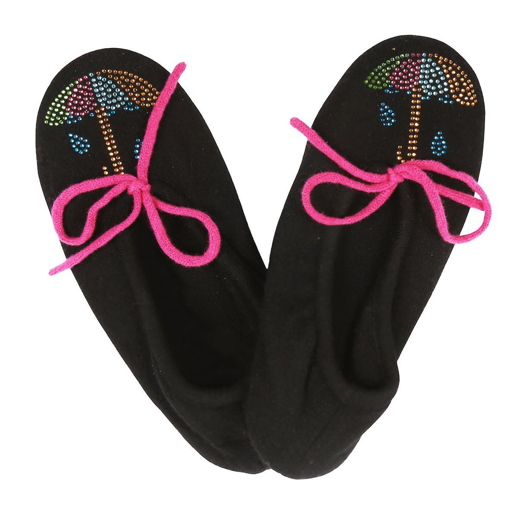 Wimbledon Slipper in Black with Umbrella - Adeela Salehjee