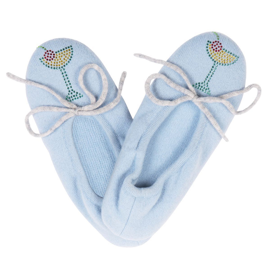 Wimbledon Slipper in Light Blue with Cocktail - Adeela Salehjee