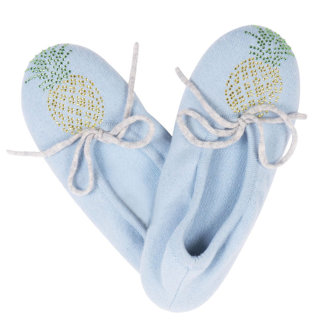 Wimbledon Slipper in Light Blue with Pineapple - Adeela Salehjee