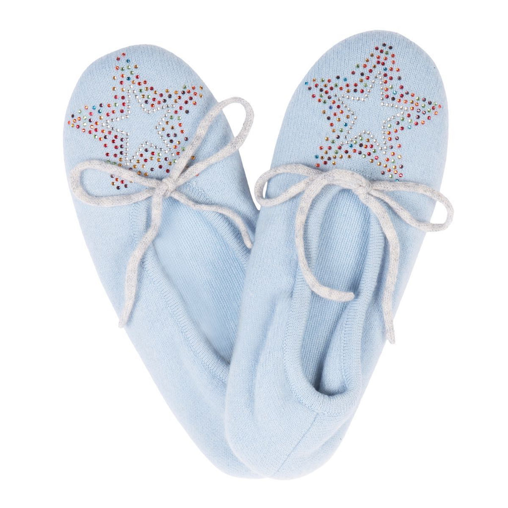 Wimbledon Slipper in Light Blue with Scatter Star - Adeela Salehjee