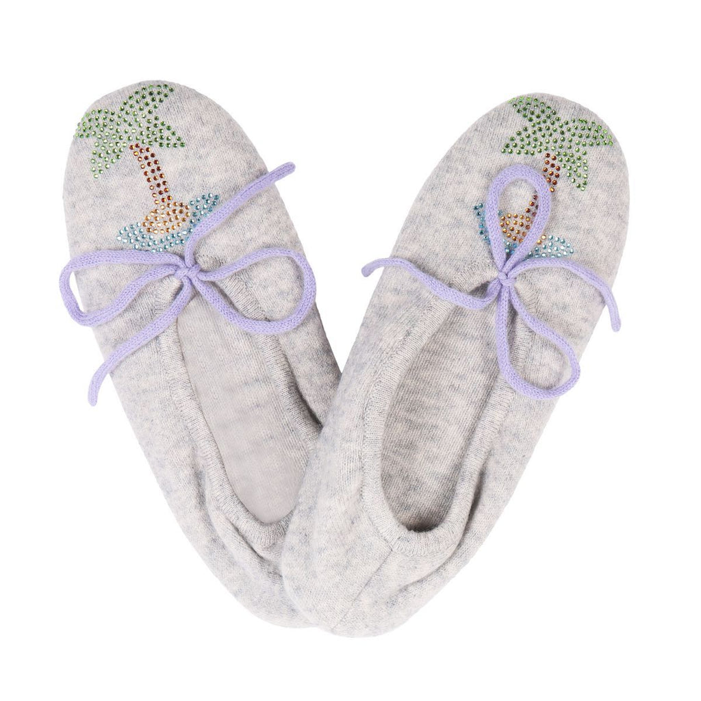 Wimbledon Slipper in Mid Grey with Palm Tree - Adeela Salehjee