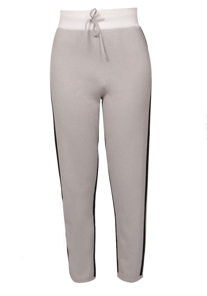 Kensington Stripe Track Bottoms in Light Grey - Adeela Salehjee